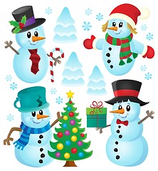 Image showing Christmas snowmen theme collection 1