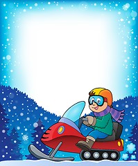 Image showing Frame with snowmobile theme 1