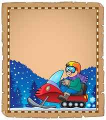 Image showing Parchment with snowmobile theme 1