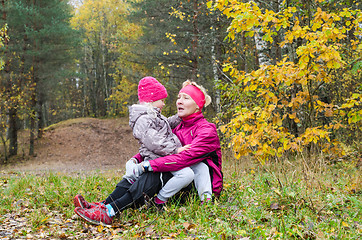 Image showing Grandmother with her granddaughter in the park