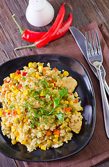 Image showing rice with meat and vegetables