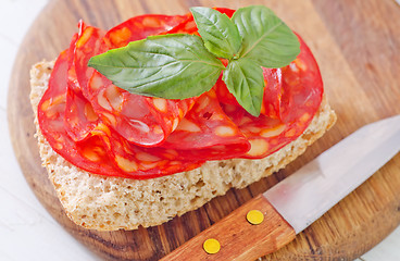 Image showing bread with salami