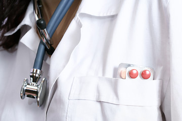 Image showing Portrait of a young doctor with stethoscope.