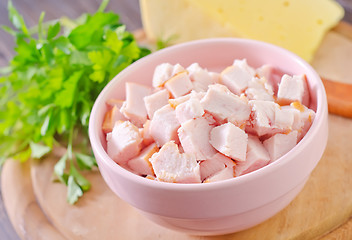 Image showing ingredients for salad, chicken and cheese