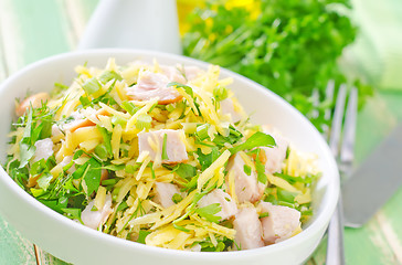 Image showing salad with chicken and cheese