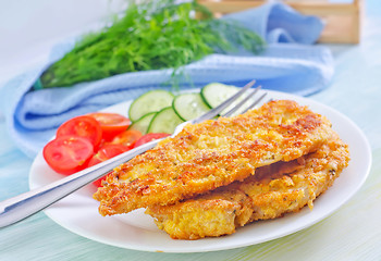 Image showing fried chicken with vegetables