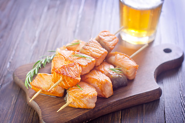 Image showing salmon kebab