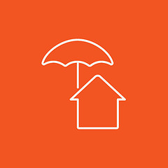 Image showing House under umbrella line icon.