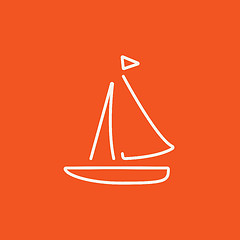 Image showing Sailboat line icon.