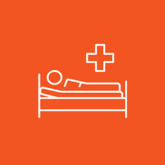 Image showing Patient lying on bed line icon.