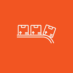 Image showing Conveyor belt for parcels line icon.
