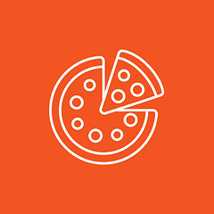 Image showing Whole pizza with slice line icon.