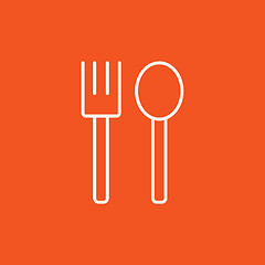 Image showing Spoon and fork line icon.