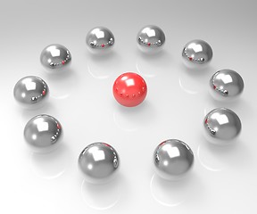 Image showing Metal Spheres Showing Leadership Or Seminar