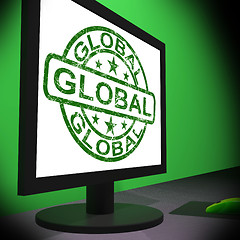 Image showing Global Monitor Shows Worldwide International Globalization Conne