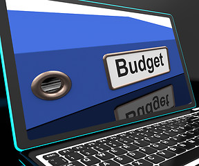 Image showing Budget File On Laptop Showing Financial Report