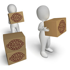 Image showing Fragile Stamp On Boxes Showing Breakable Or Delicate Products