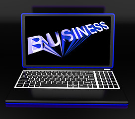 Image showing Business On Laptop Shows Online Managing