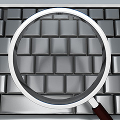 Image showing Magnifying Glass And Keyboard Shows Blank Copyspace Searching