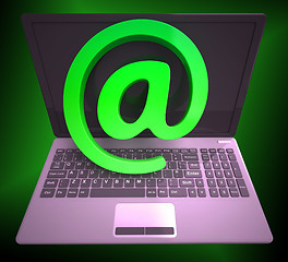 Image showing At Sign Laptop Shows Online Mailing Communication