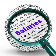 Image showing Salaries Magnifier Definition Means Employer Earnings Or Incomes