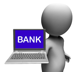 Image showing Bank Laptop Shows Internet Payments Or Electronic Banking Online