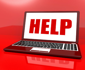 Image showing Help On Laptop Shows Customer Service Helpdesk Or Support