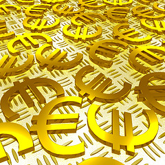 Image showing Euro Symbols Over The Floor Shows European Finances