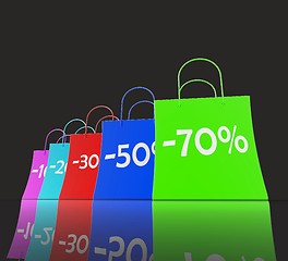Image showing Percent Reduced On Shopping Bags Shows Bargains
