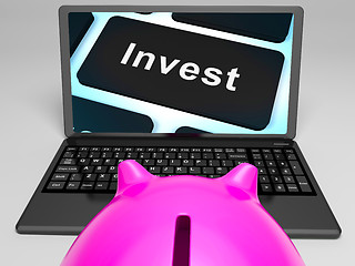 Image showing Invest Key On Laptop Showing Investment Market