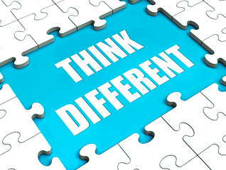 Image showing Think Different Puzzle Shows Thinking Outside the Box