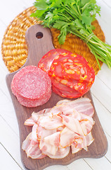 Image showing salami and bacon