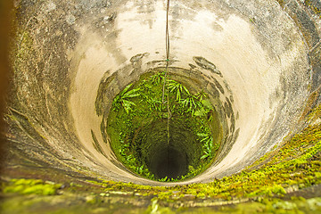 Image showing old, deep, medieval well of a castle