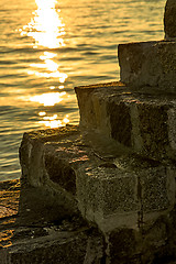 Image showing Sunset over the ocean