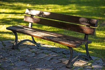 Image showing park bench in soft autumnal sun