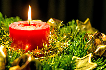 Image showing Candle on advent wreath