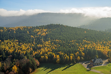 Image showing View to the atumnal painted forest of the Vosges, Alsace, France