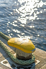 Image showing Bollard at a pier