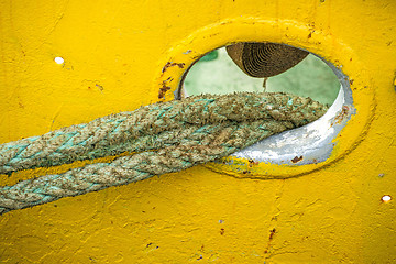 Image showing Mooring line of a trawler