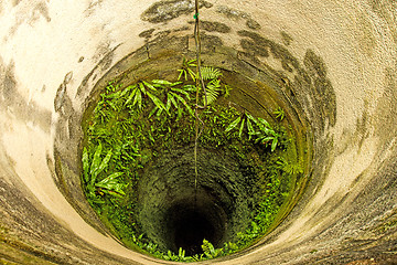 Image showing old, deep, medieval well of a castle