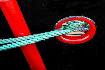 Image showing Mooring line of a trawler