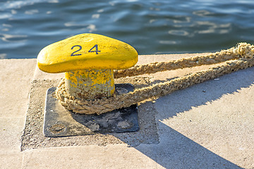 Image showing Bollard at a pier