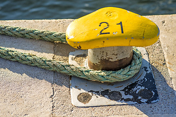 Image showing Bollard at a pier