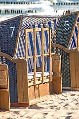 Image showing beach chairs at the Baltic Sea in Poland