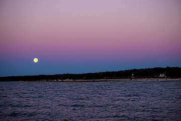 Image showing Full moon over the Baltic Sea