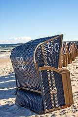 Image showing beach chairs at the Baltic Sea in Poland