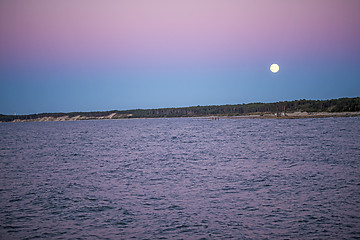 Image showing Full moon over the Baltic Sea