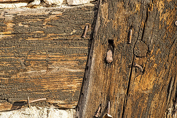 Image showing brick wall of an old frame house