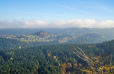 Image showing View to the atumnal painted forest of the Vosges, Alsace, France