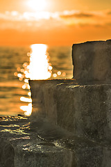 Image showing Sunset over the ocean